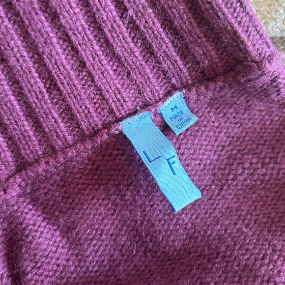 Y2K LF Purple Asymmetrical Button Up Cozy Turtleneck Sweater - Picture 8 of 10